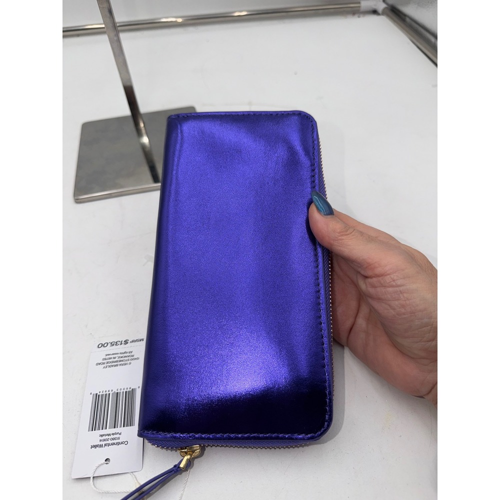 Vera Bradley Continental Wallet Purple Metallic Zip Around 51380-20614 NEW - Picture 5 of 11